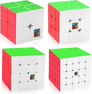 D-FantiX Speed Cube Bundle, Moyu Mofang Jiaoshi MF2S 2x2 MF3S 3x3 MF4S 4x4 MF5S 5x5 Stickerless Magic Cube Set with Gift Box - coolthings.us