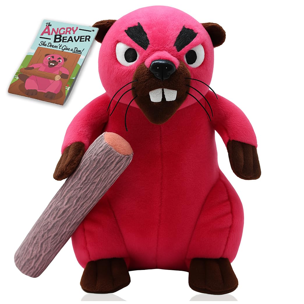 Gears Out Debra The Angry Beaver Plush - Funny Pink Stuffed Animal Gag Gift for Women, Moms, Sisters, Wives - 8 Inches of Detachable Wood, Hilarious