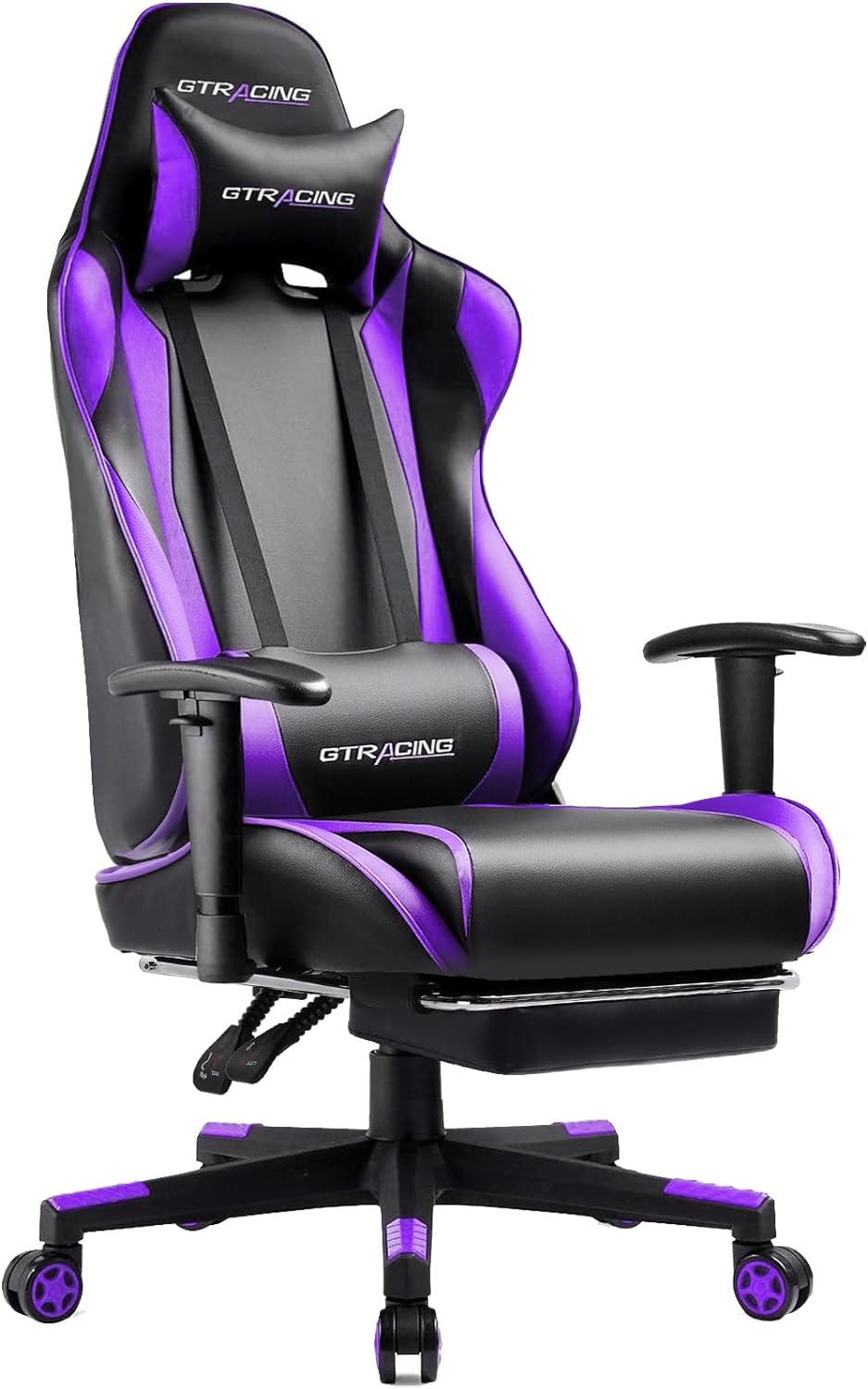 GTRACING Gaming Chair with Footrest, Ergonomic Computer Game Desk Chair, Reclining Gamer Chair Seat Height Adjustment, Swivel Rocker with Headrest and Lumbar, Purple GTRACING Gaming Chair with Footrest, Ergonomic Computer Game Desk Chair, Reclining Gamer Chair Seat Height Adjustment, Swivel Rocker with Headrest and Lumbar, Purple