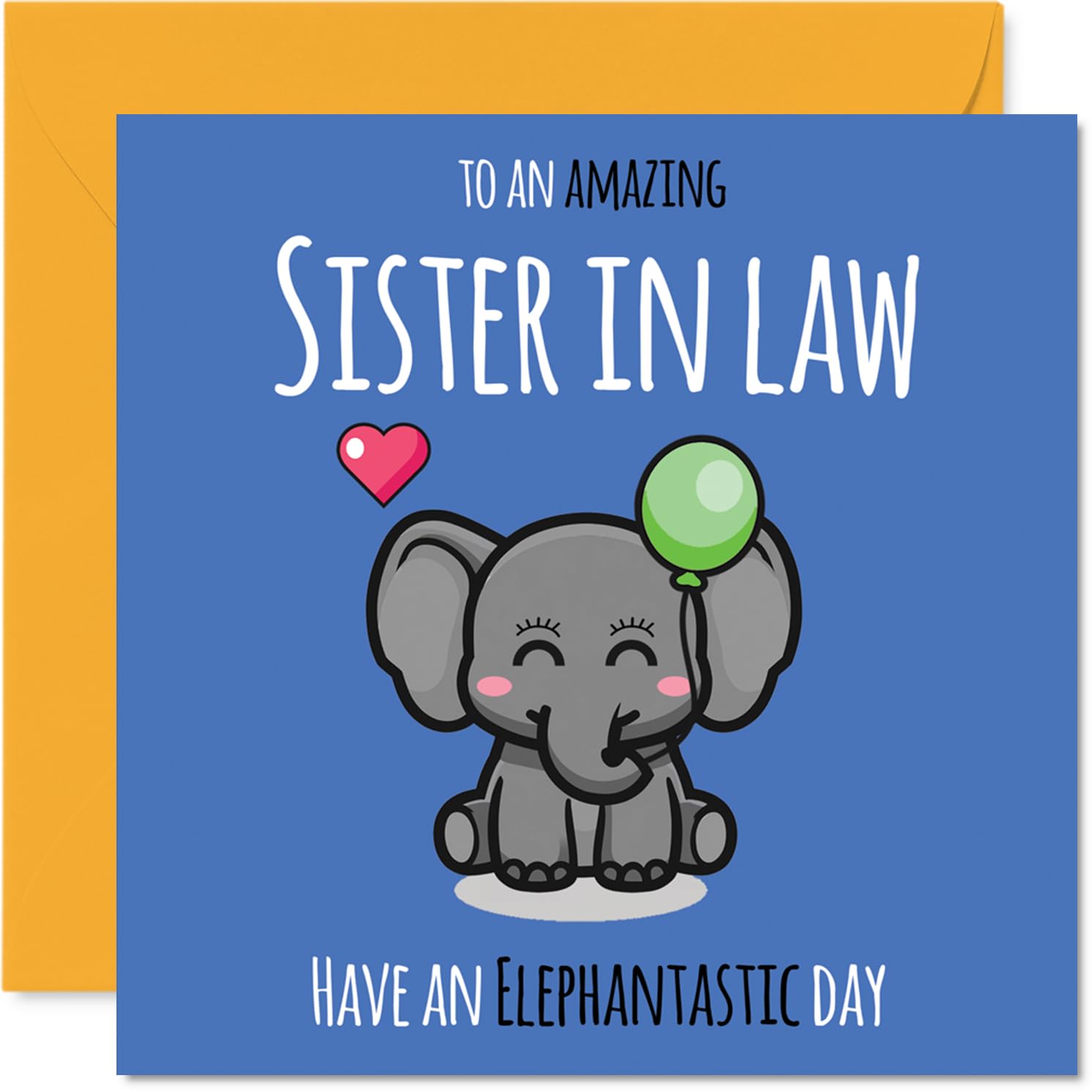 Sister in Law Birthday Card - Have An Elephantastic Day - Happy Birthday Card for Sister in Law from Brother Sibling, 145mm cute elephant Bday Greeting Cards