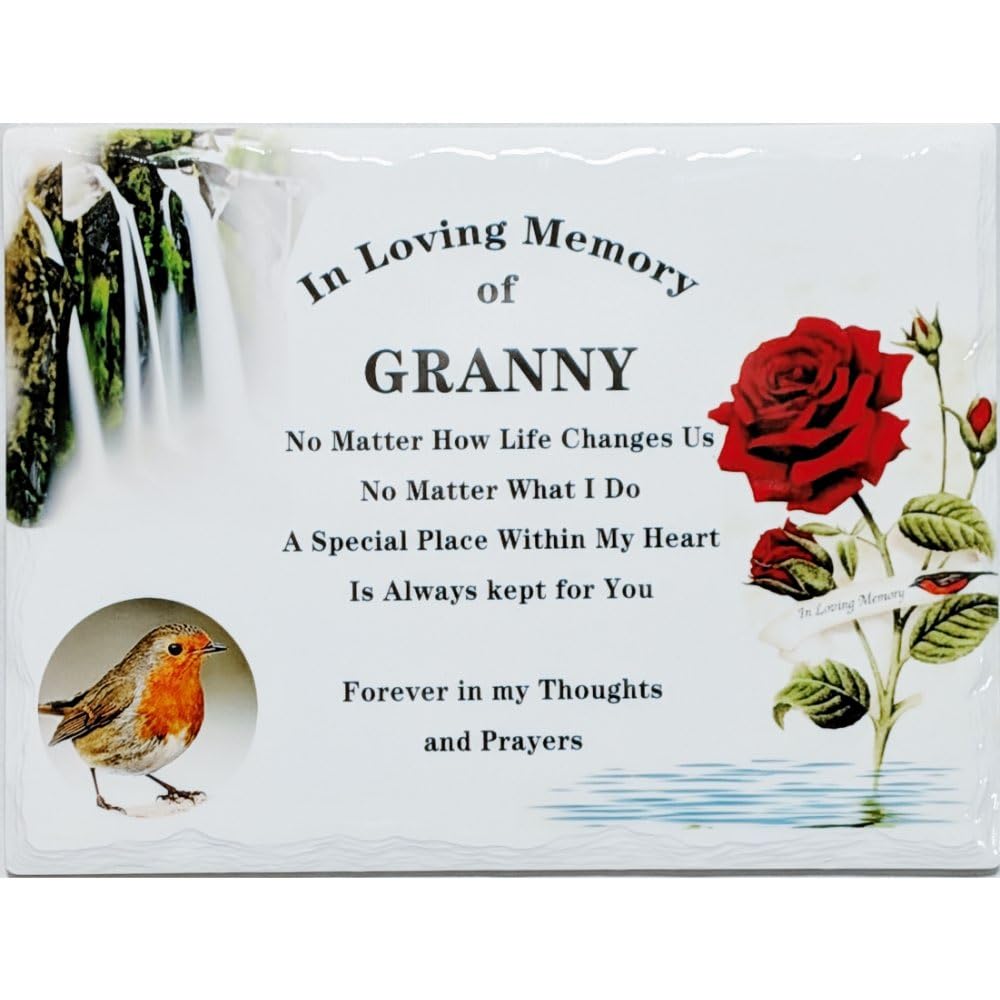 In Memoriam Rectangular Tile Grave Plaque (20 x 15 cm) (Granny, 20 x 15 cm)
