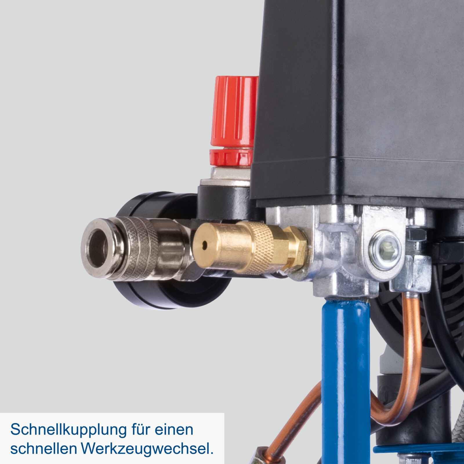 Scheppach HC08Si Compresor ultra silencioso | 8bar | 6L | 1,5CV / 1100W | Libre de aceite y mantenimiento reducido | Flujo de succión 162 L/min | Compresor silencioso