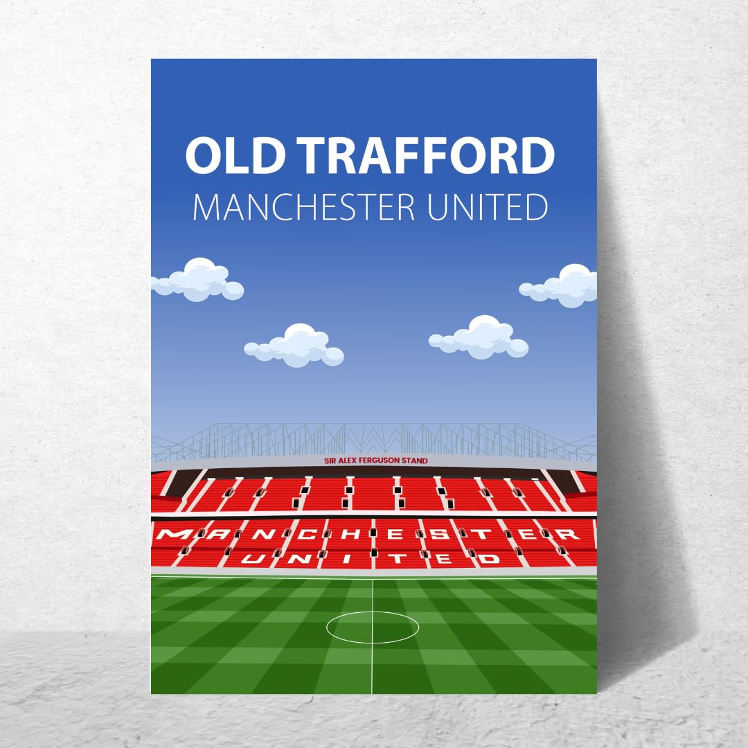 Old Trafford Stadium Poster, Manchester United FC Wall Art, Choose Framed or Print Only (A4, Print Only)