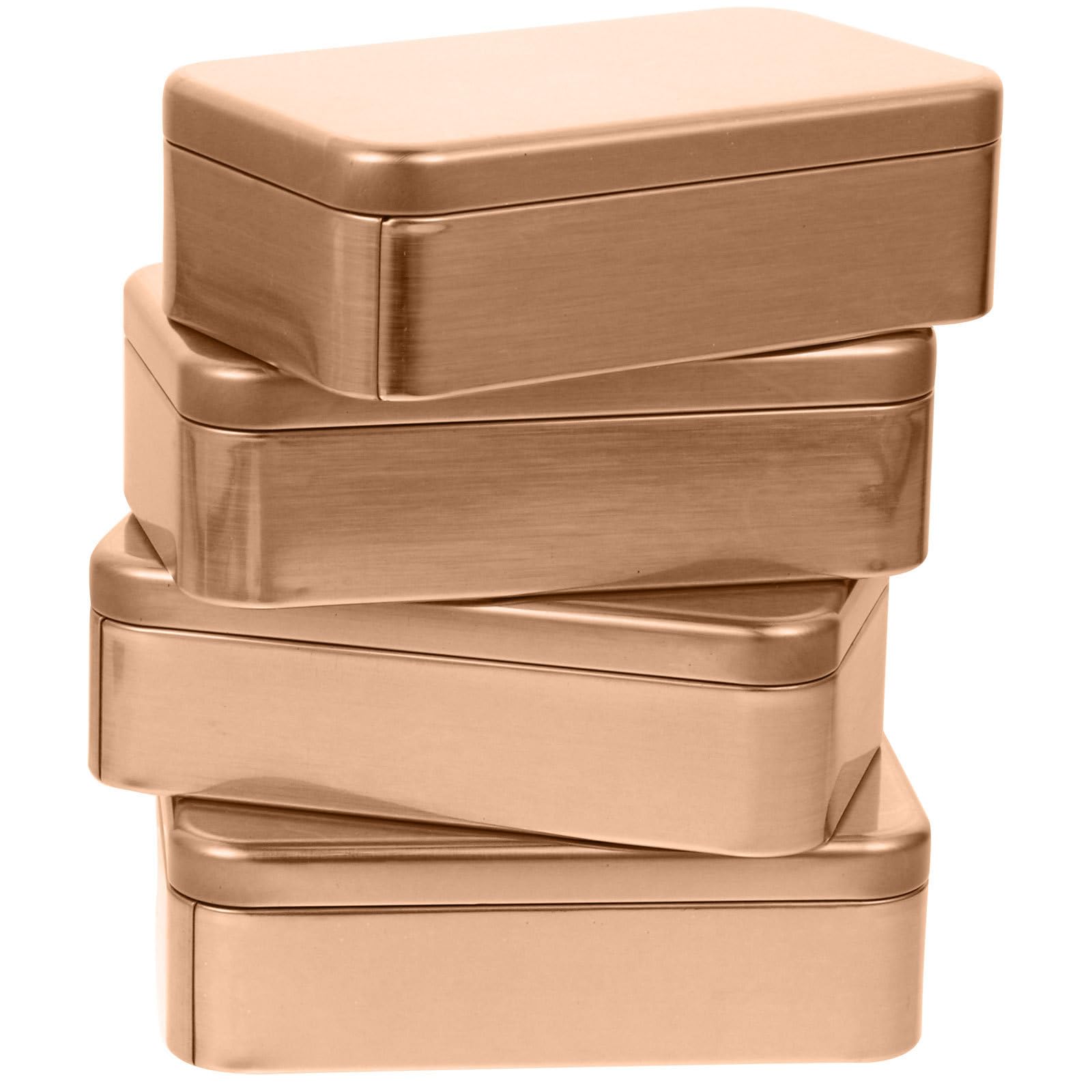 MERRYHAPY 4pcs Metal Tins with Lids Empty Tinplate Boxes in Golden Colour, Dust-proof and Tight Lid Opening and Closing, for Storage of Cigarettes and USB Flash Drives