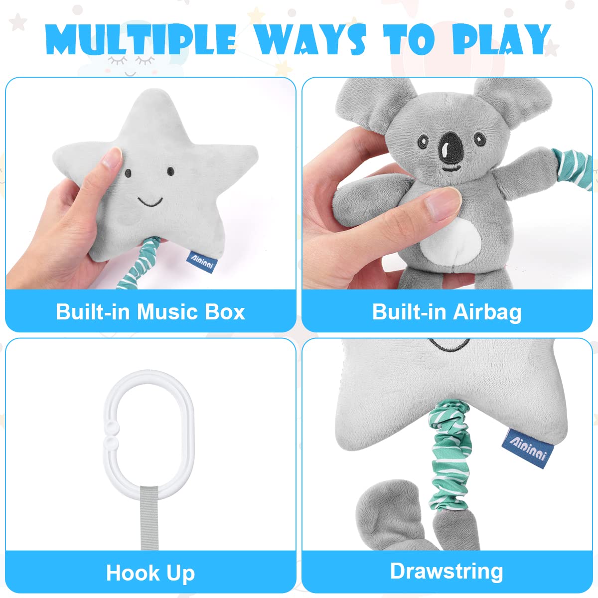 Vicloon Baby Pram Toys - Pushchair Activity Plush Soft Toys with Music - Image 3