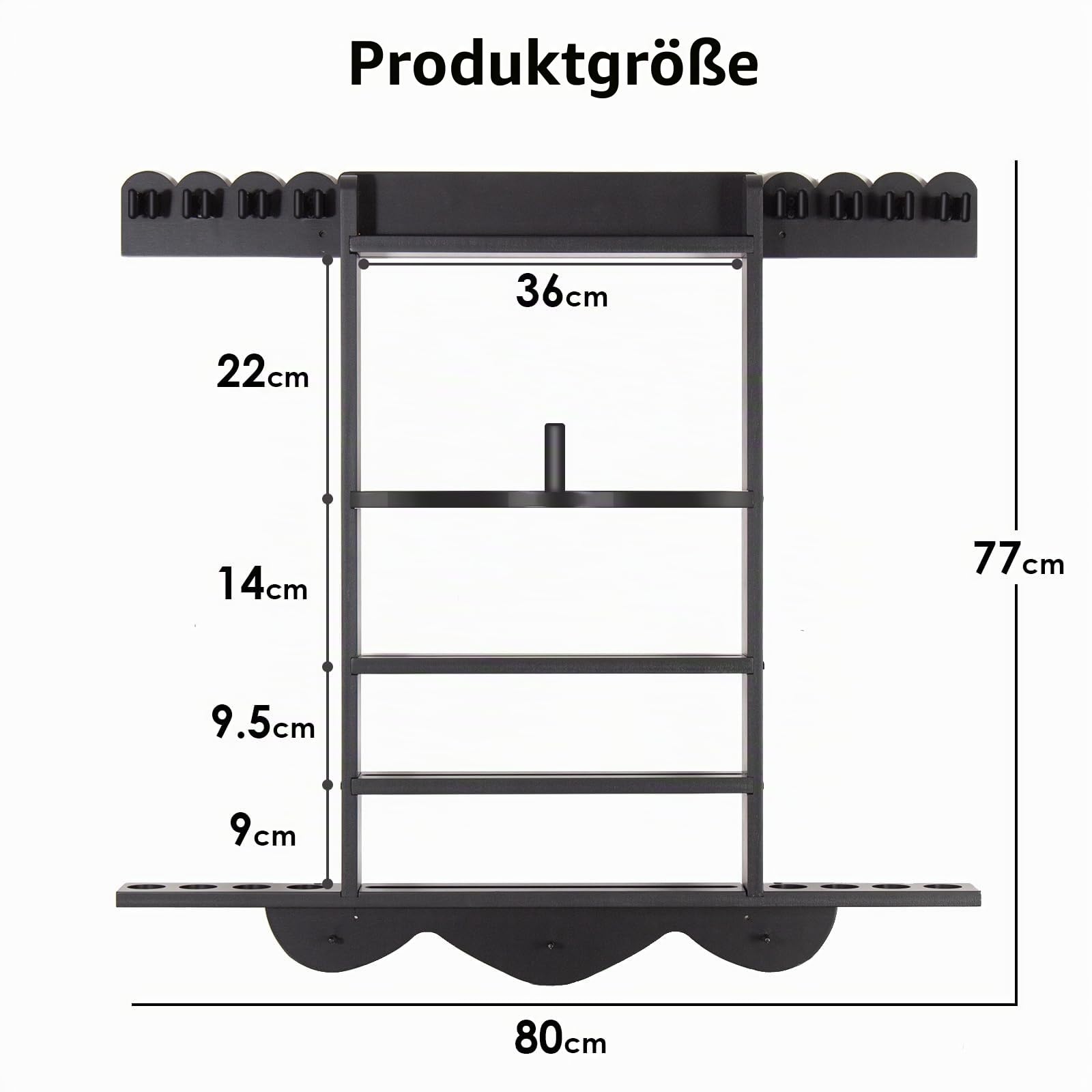 Leogreen Billard Queue Halter für 8 Queues, 18 Billardkugeln, 3 Ballständer und 1 Rollenpapier, Wandmontierter Queueständer aus Kiefernholz mit Aufbewahrungsregal, für Billardzimmer, Bars Club