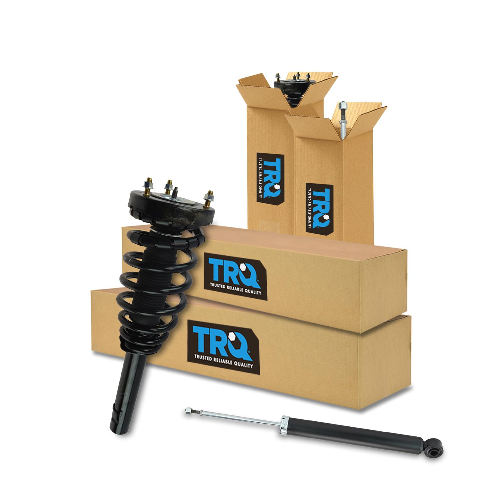 TRQ Front and Rear Complete Strut Assembly &amp; Shock Absorber Kit Complete Strut &amp; Coil Spring Assembly Compatible with 2006-2011 Hyundai Azera 2006-2010 Sonata
