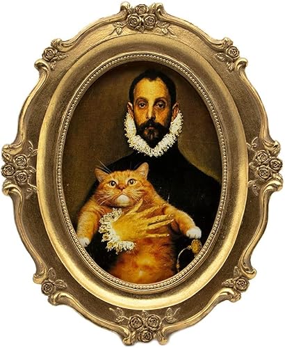 SIKOO Marco de fotos vintage de 4 x 6 pulgadas, marco ovalado dorado envejecido para mesa y montaje en pared, decoración de pared victoriana antigua