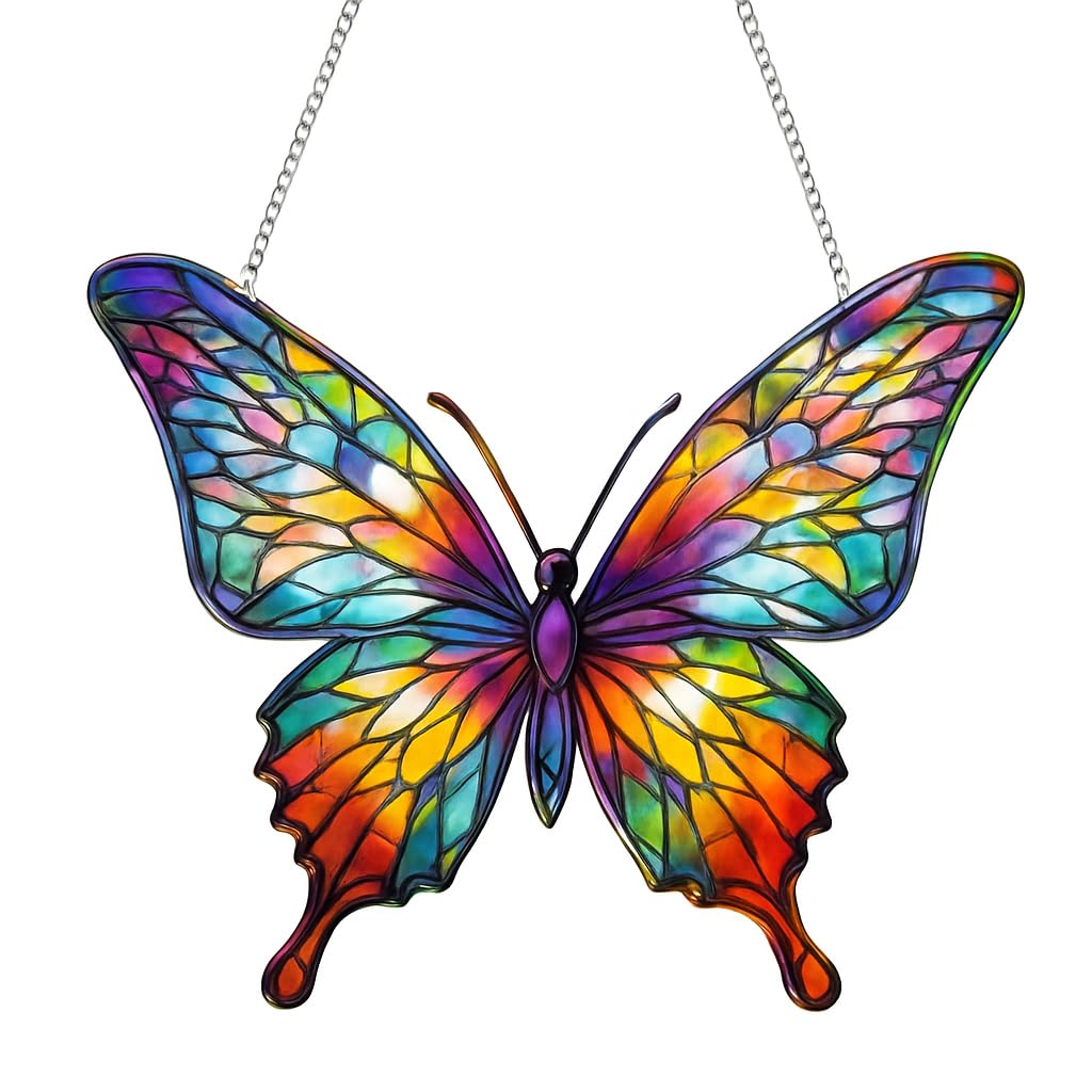 Acchiappasole Farfalla Decorativa in Acrilico Colorato, Suncatcher da Finestra, Decorazione da Appendere per Casa, Giardino, Balcone e Soggiorno, Regalo per Donna e Amanti delle Ispiratore Farfalle