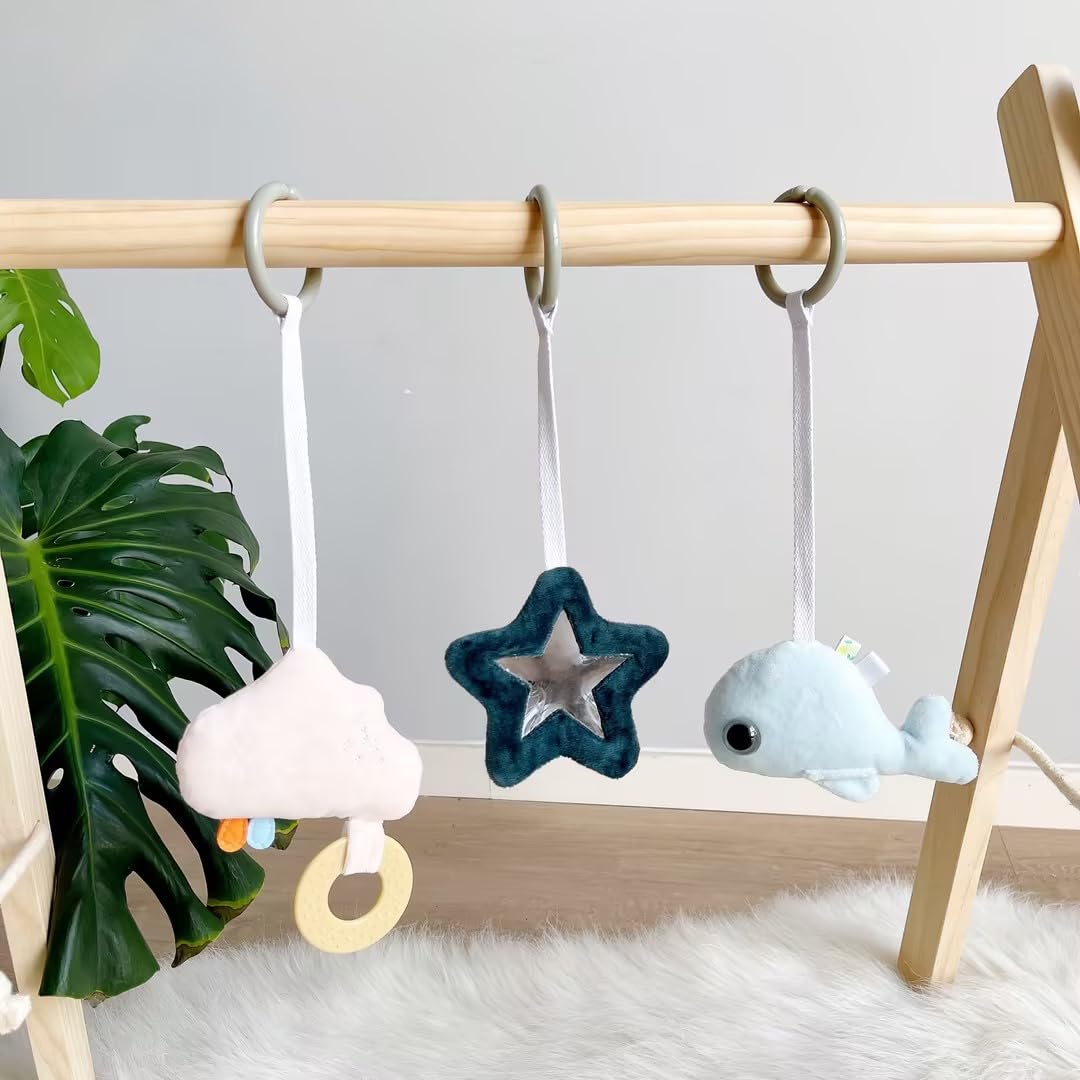 Caudblor Juguete Trapezoidal de Madera para Bebé, Rompecabezas para Gimnasio con Colgante, Decoración y Juguete Activo para Habitación Infantil