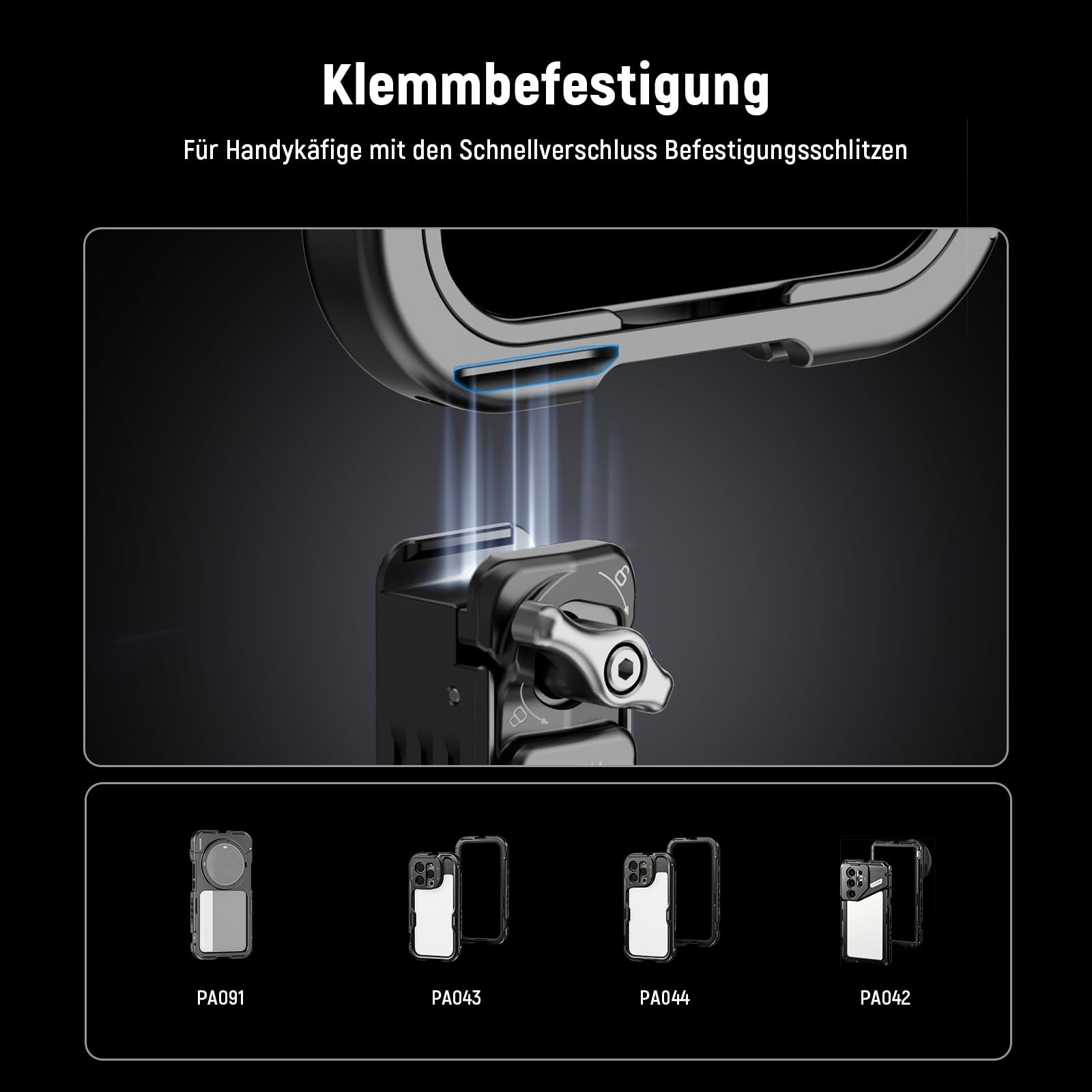 NEEWER Handy-Stativhalterung mit Arca-Basis, 6,35 mm Gewinde, Schnellspannklemme, kompatibel mit iPhone 16 Pro Max S25 Ultra Phone Cage DJI RS4 Mini R4 Pro RS3 Pro RS2 RSC2, PA124