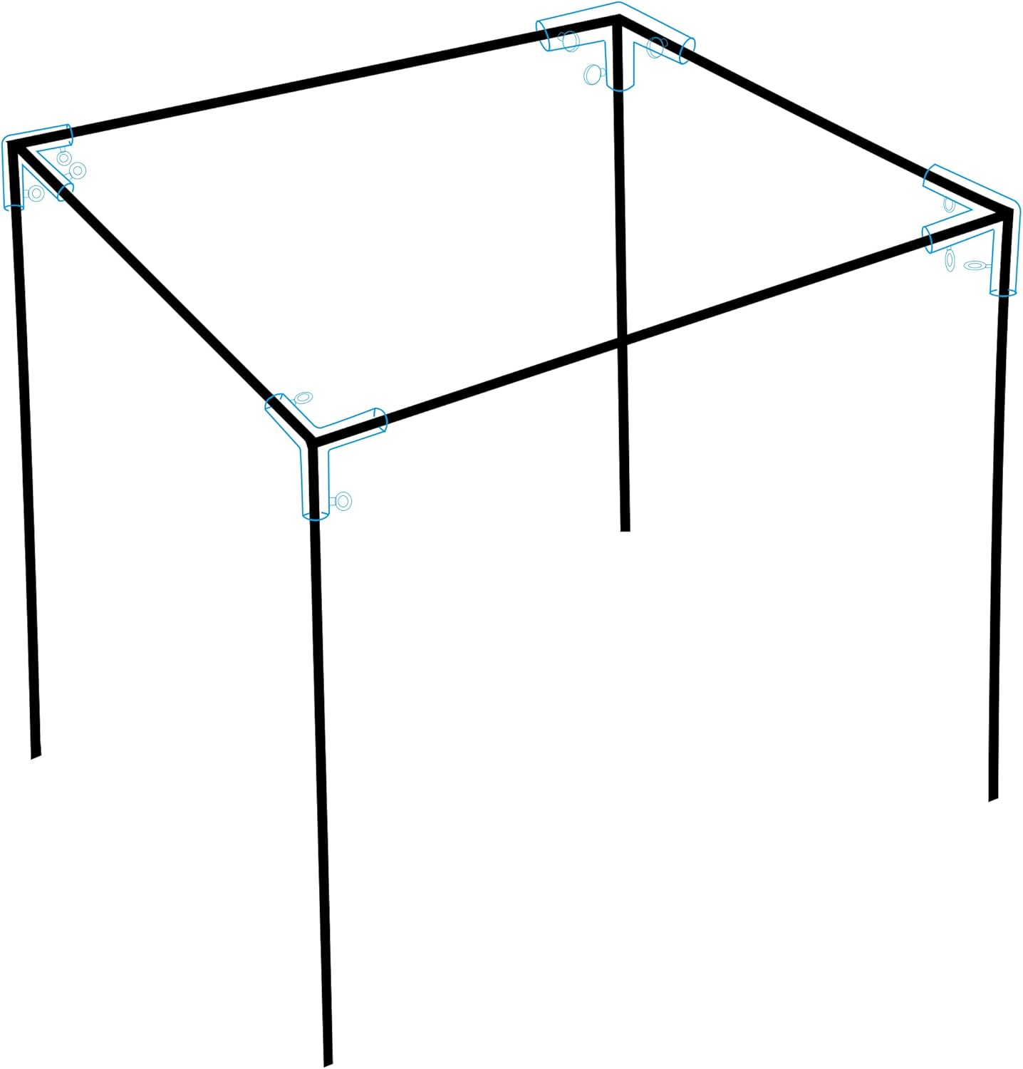 Aoneky 4pcs 3 Way 2" Corner Canopy Fitting - Cage Frame Corner Kit for Golf Basebal Batting Cage