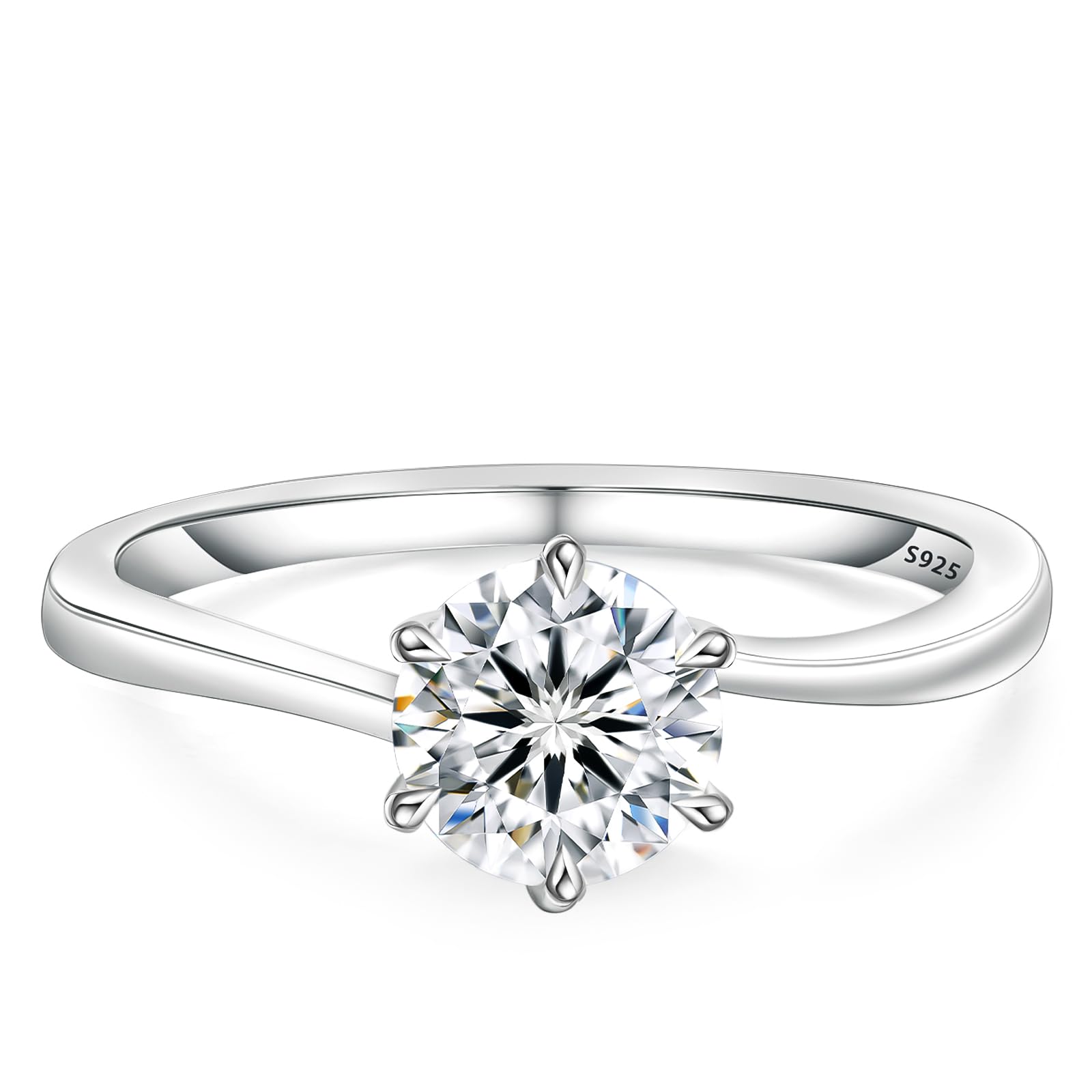 KRKC 1.6CT/1CT Moissanite Ring for Women 3 Stone/Solitaire Engagement Ring, D Color VVS1 Clarity Lab Created Diamond Promise Ring, 925 Sterling Silver