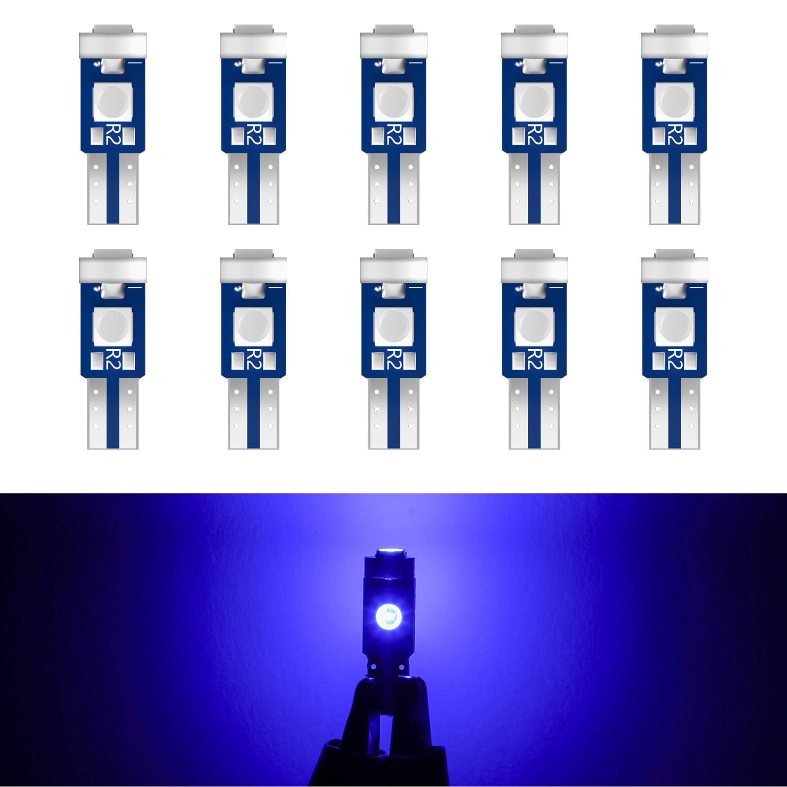 ECCPP 10x Instrument Cluster Dash Panel Lights T5-3-3030-SMD-Blue