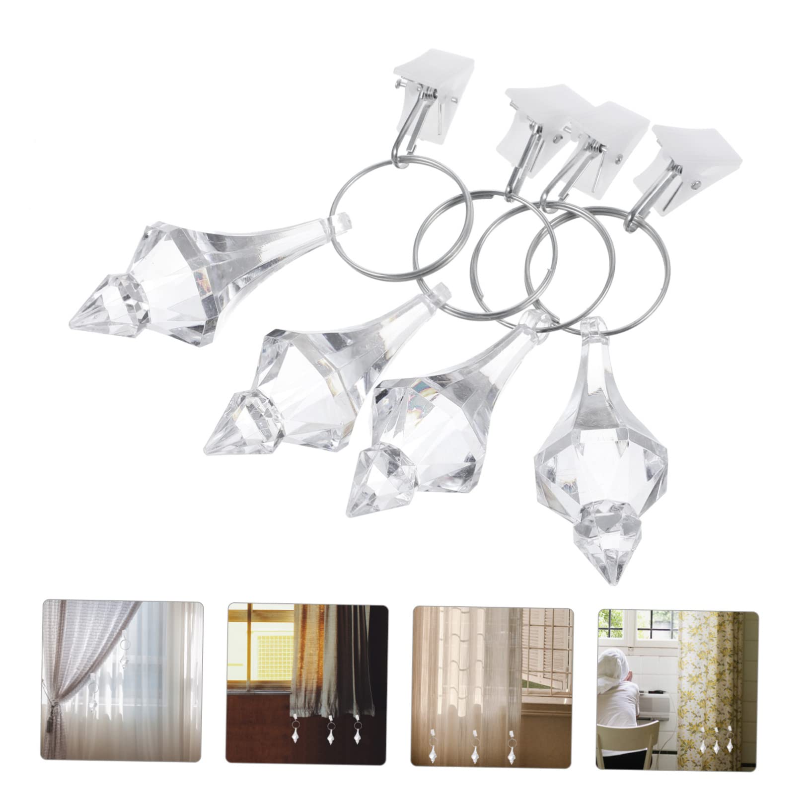 VOSAREA 20pièces Pendentifs De Rideaux Cristal Lot de Clips Décoratifs pour Rideaux De Poids De Table Accessoires Pratiques Et Élégants pour Maintenir Les Draperies Place