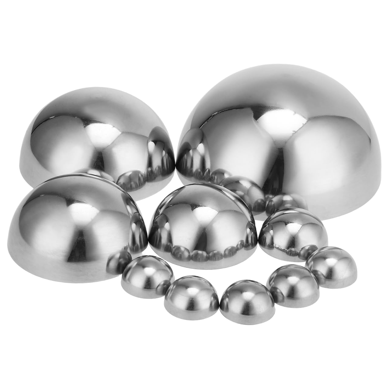 BESPORTBLE Silver Half Sphere: 10Pcs Stainless Steel Garden Mirror Globe - Hollow Hemisphere Ball Gazing Ball Half for Home Outdoor Garden Pool Shopping Mall Wall Decoration, 6 Size