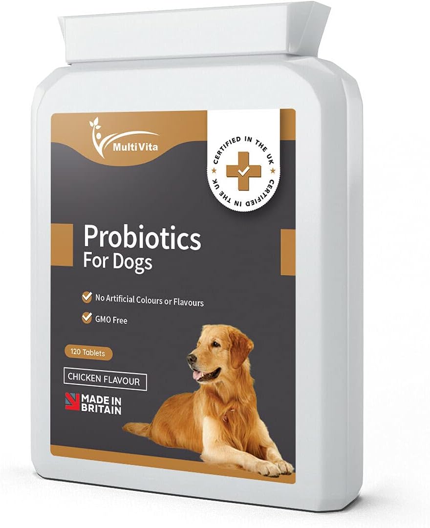 Probiotics for Dogs 120 Chicken Flavour Tablets – Advance Multi Strain Probiotics Supplement with Added Inulin Prebioitcs & Digestive Enzymes – Digestive Health Support for Your Pet