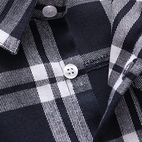 Image of OCHENTA Men's & Boys Flannel Shirts Button Down Long Sleeve Plaid Shirt Family Matching Outfits