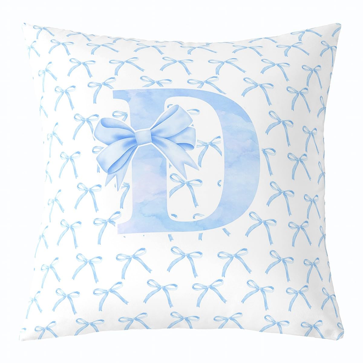 Housse de coussin bleu D en patchwork aquarelle double face premium