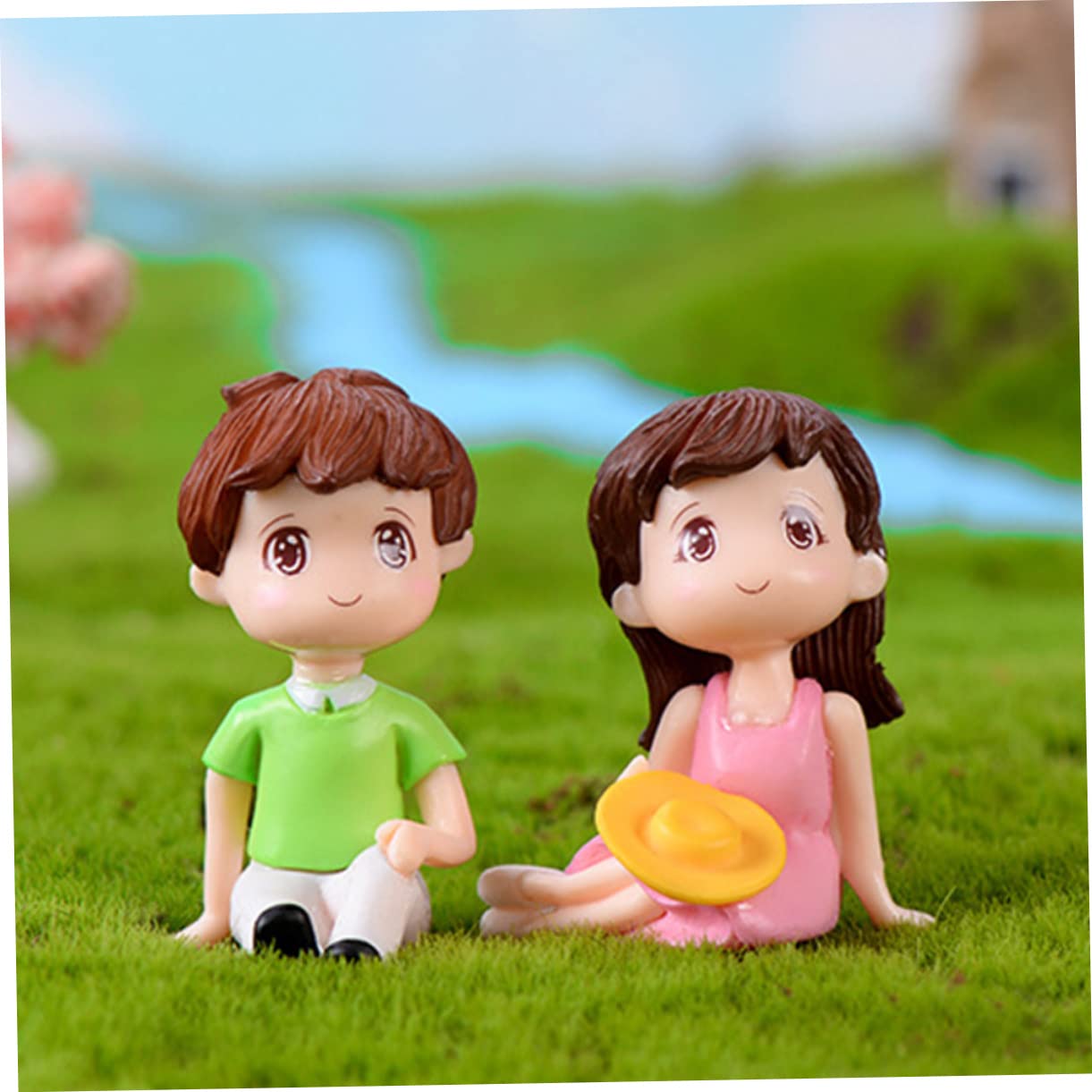 Cabilock 2pièces Couple Résine Décoratif Figurines Paysage Ornements De Table Pour Chambre Décoration De Voiture Accessoire Amusant Pour Élever Ambiance