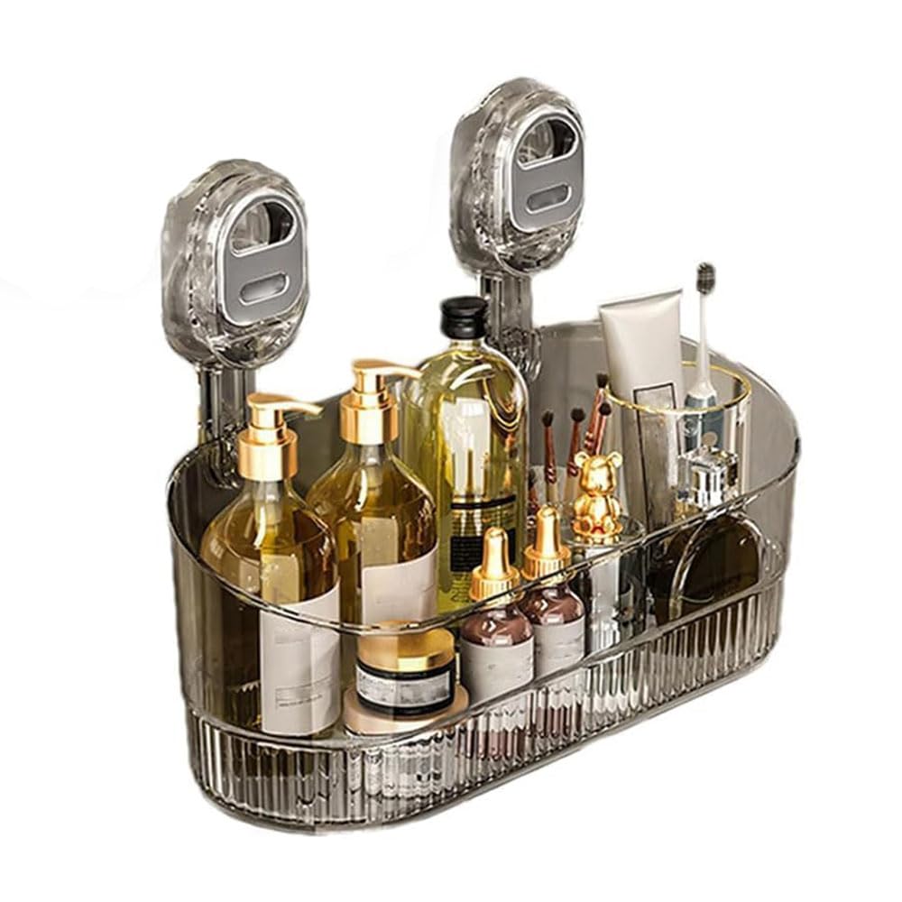 No Drill Bathroom Drain Rack No-Drill Bathroom Suction Storage Box Large Capacity Strong Load-Bearing Suction Cup Shower Caddy