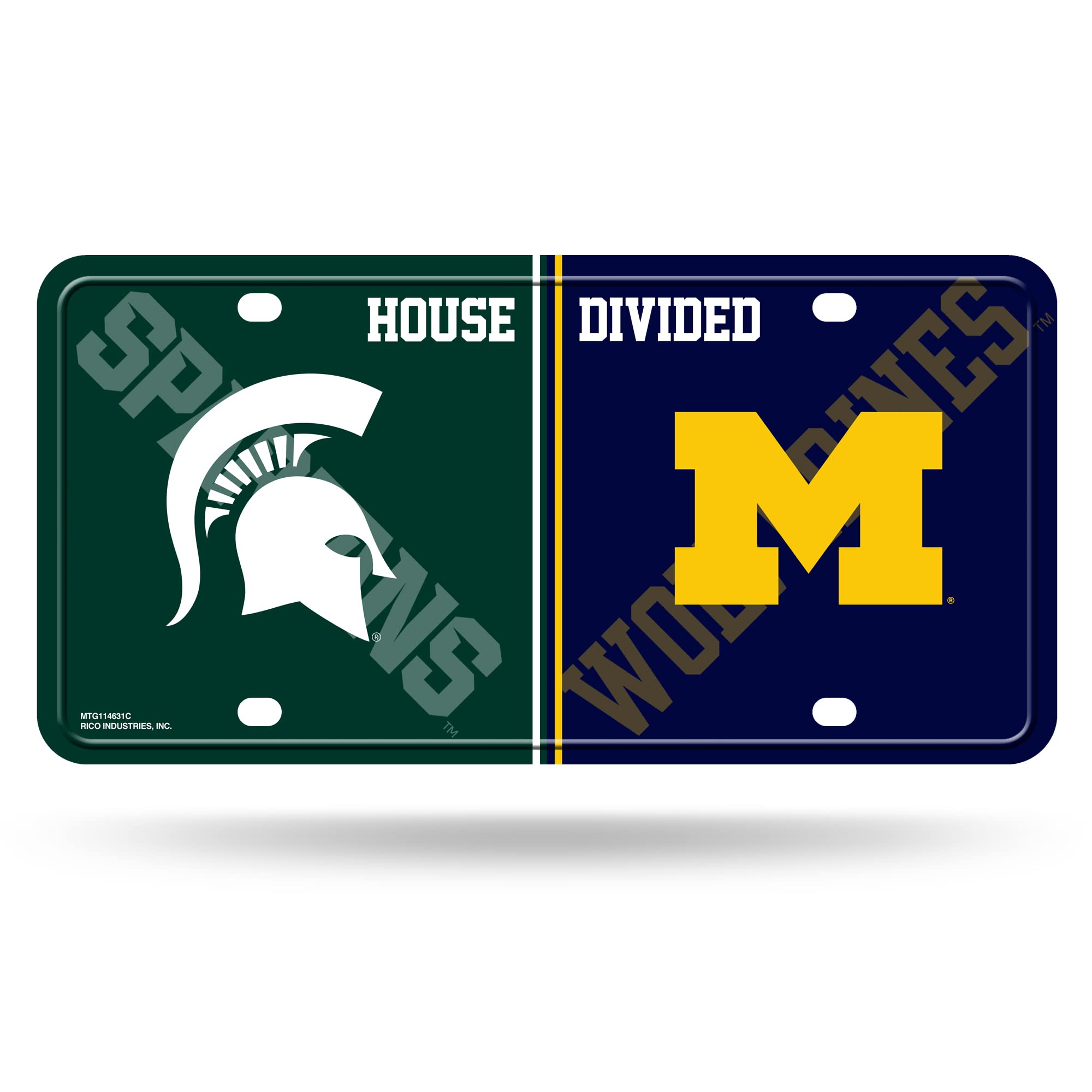 Rico Industries NCAA Michigan Wolverines House Divided Metal Auto Tag 8.5" x 11" - Great for Truck/Car/SUV