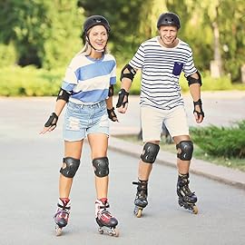 JBM Adult & Youth Skating Protective Gear Set, Skateboard Helmet, Knee Pads and Elbow Pads with Wrist Guards Set for Inline Roller Skating, Scootering, Skateboarding