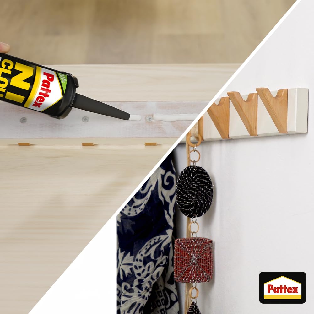 Pattex Ni Clou Ni Vis Extra Fort -12 cartouches de 380 g – Colle de fixation à maintien immédiat – Colle rapide pour usage intérieur surpuissante