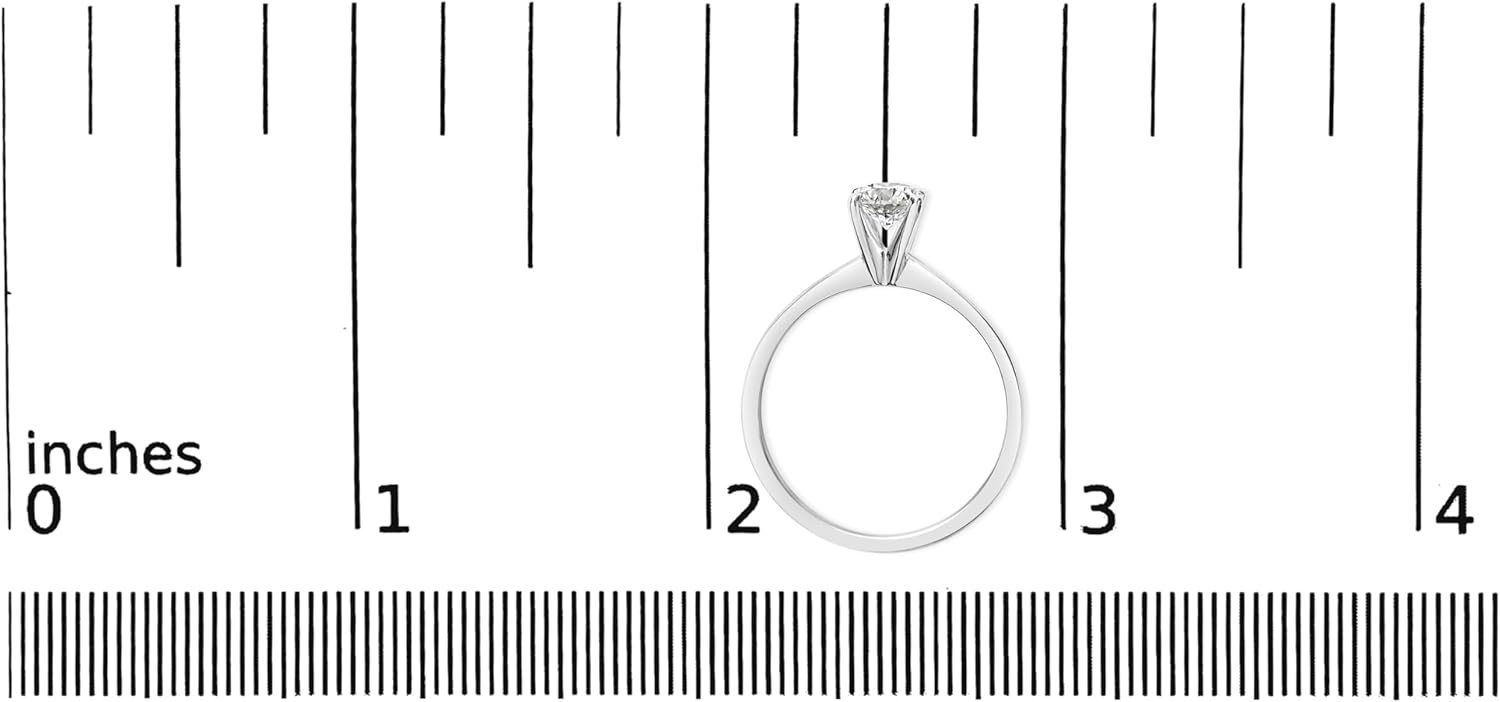 14K White Gold 1/2 Cttw Round Lab Grown Diamond 4 Prong Solitaire Engagement Ring (F-G Color, VS2-SI1 Clarity)