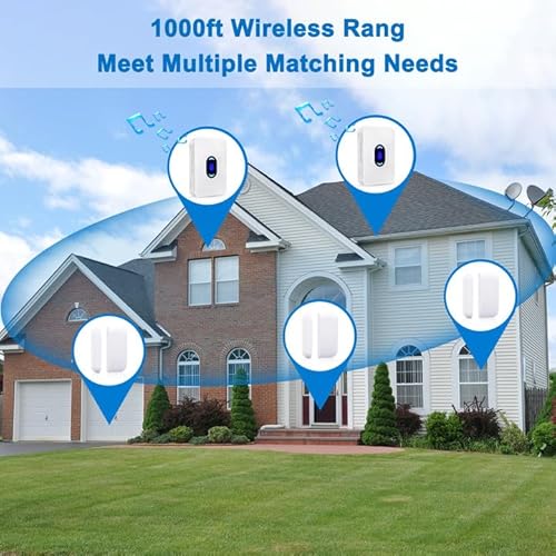 Door Chime, Daytech Wireless Door Sensor Chime 1000Ft Range Door Entry Chime With 55 Chimes 5 Adjustable Volume Mute Mode Led Indicator Door Open Chime For Business/Home When Entering, Door Open Alert #TOP3