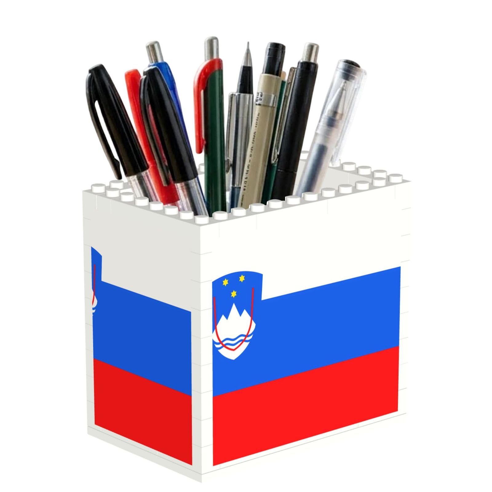 SXZVVBN Flag of Slovenia Building Block Desk Tidy ABS Organiser