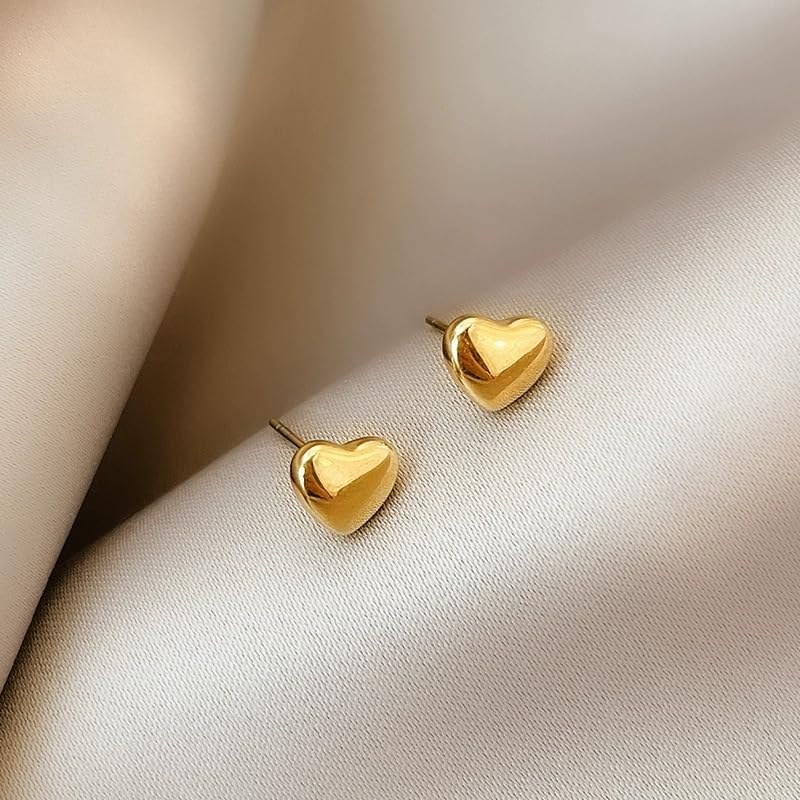 Gold Plated stainless steel Heart Earrings Chunky Statement Studs for Women Sweet Love Studs Earrings Friendship Teardrop Dangle - Image 2