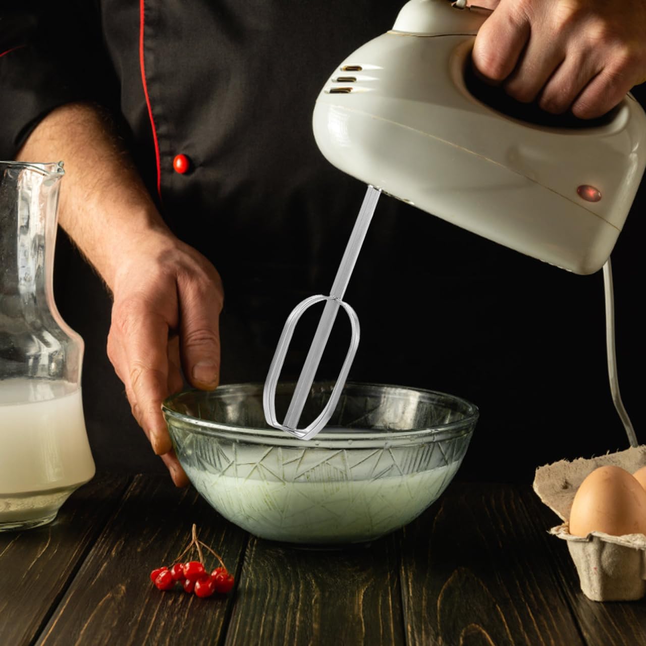 Amosfun Stainless Steel Egg Beater Mixer Attachment Extended Hand Mixer Beaters Replacement for Electric Drill Meat Grinder and Sourdough