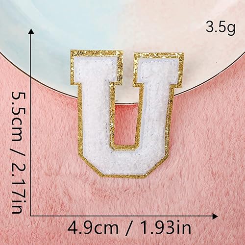 Miniatura 85 de 4 parches de letras de felpilla blanca, parches termo-adhesivas de 2.2", parches de letras de felpilla para ropa (M)