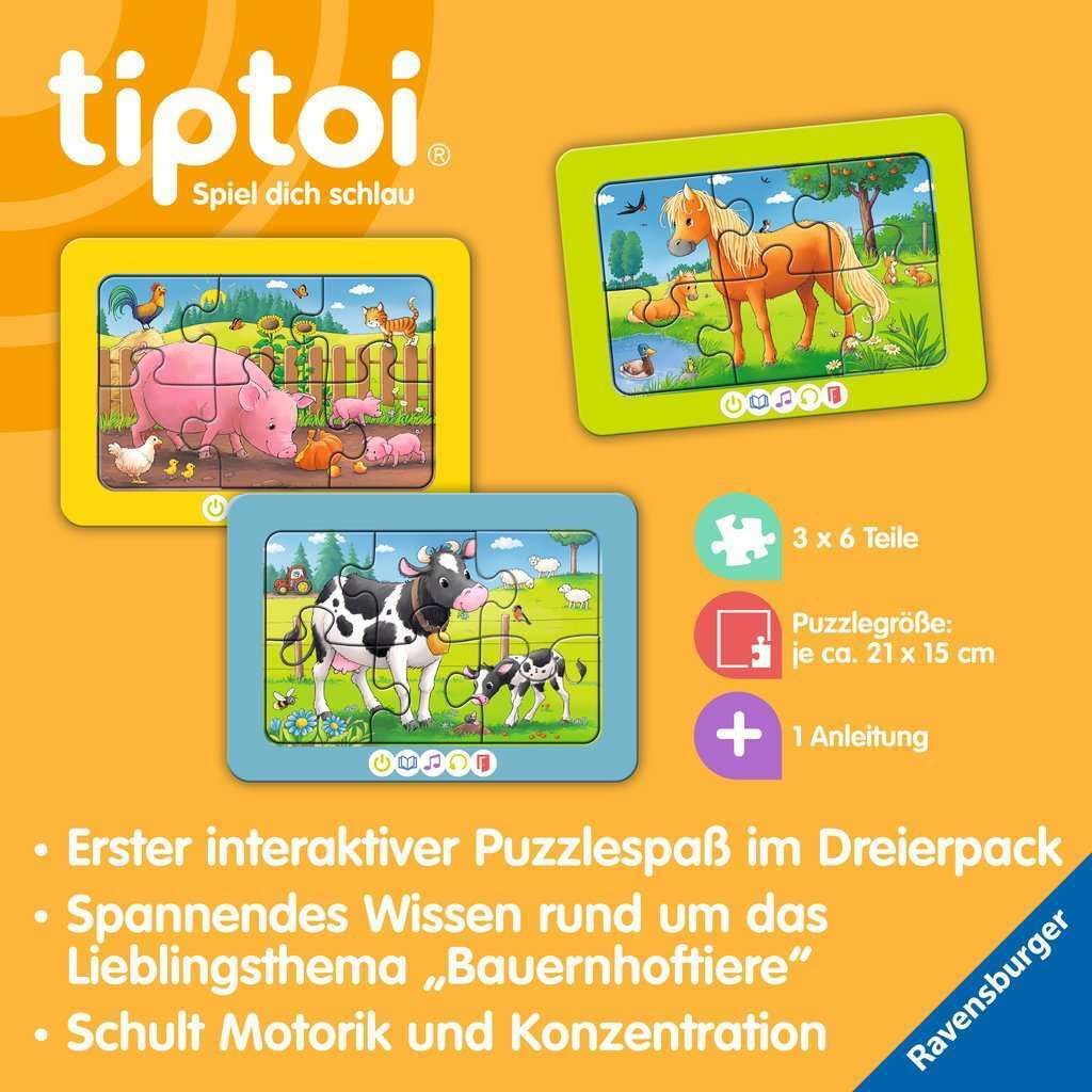 tiptoi® 3 erste Puzzles: Bauernhoftiere - 3x6 Teile