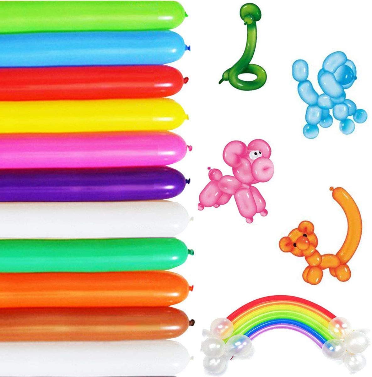 smartberry 200pcs Balloon Animal Kit - 260q Long Balloons for Twisting, Magic Balloons - Red, Animal Balloons - Birthday Party Decorations - Unisex-Kids