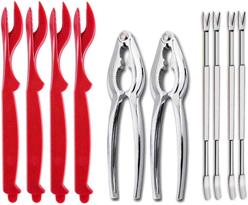 Crab Crackers And Tools Set For Seafood Lobster Crackers Includes Nut Cracker Forks Set Opener Shellfish Lobster Leg Sheller Accessories (PACK 10)