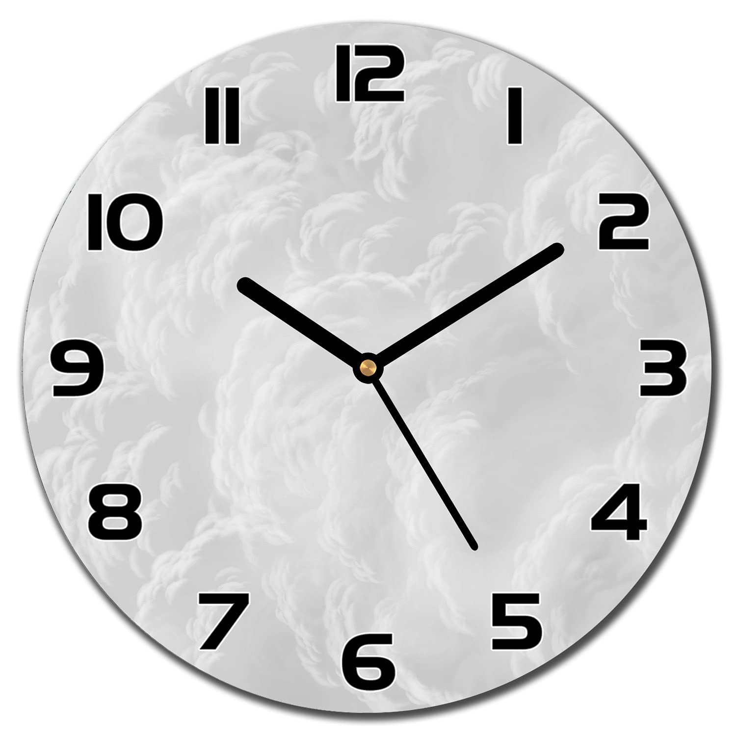 Horloge en verre trempé haut de gamme 30 cm impression moderne nuages