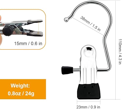 Vista 2 de Coideal Ganchos para colgar la ropa sucia, 8 ganchos para botas, de acero inoxidable, portátiles, de secado de viajes, para armario, hogar, Negro