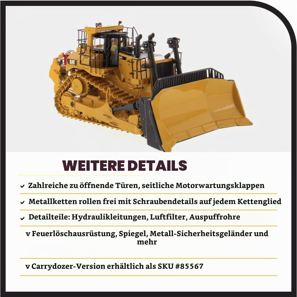Diecast Masters Cat D11T Track Type Tractor 1:50 | In Blechdose, detailgetreuer CAT Kettendozer, ab 14 Jahren, für Sammler, 85565