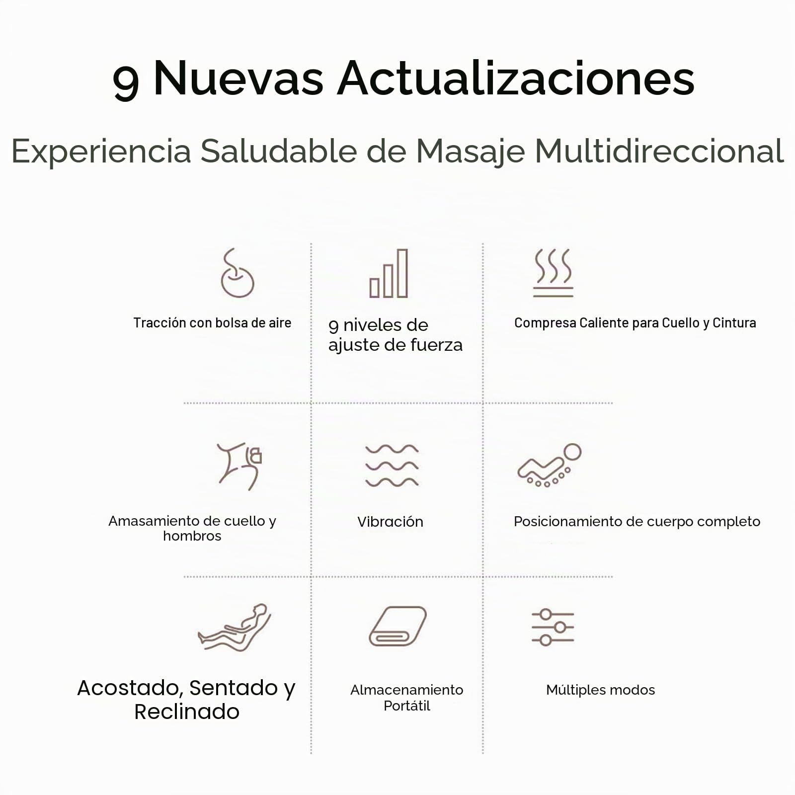Colchón de Masaje Térmico con Vibración y Calor para Relajar Dolores Musculares y Dormirse,Leather