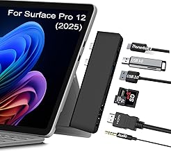 Surface Pro 12 USB Hub Adapter, Docking Station with 4K HDMI, USB-C Thunderbolt 4 (Display+Data+100W PD), 2 USB 3.0, 3.5mm Audio, SD/TF Card Slot, Accessories for Surface Pro 12 inch 2025