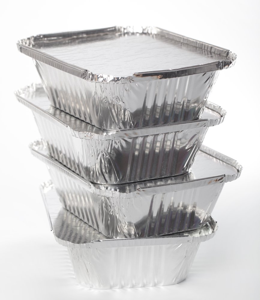 Tiger Chef TC-20388 Durable Aluminum Oblong Foil Pan Containers with Board Lids, 1 Pound Capacity, 5.56" x 4.56" x 1.63" Size (Pack of 25)…
