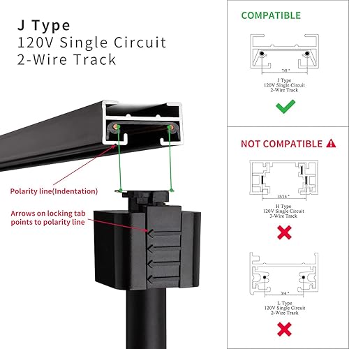Miniatura 9 de mirrea Cabezal de iluminación de riel tipo J a E26 Adaptador de base de tornillo mediano Dirección de luz ajustable paquete de 12 (blanco)