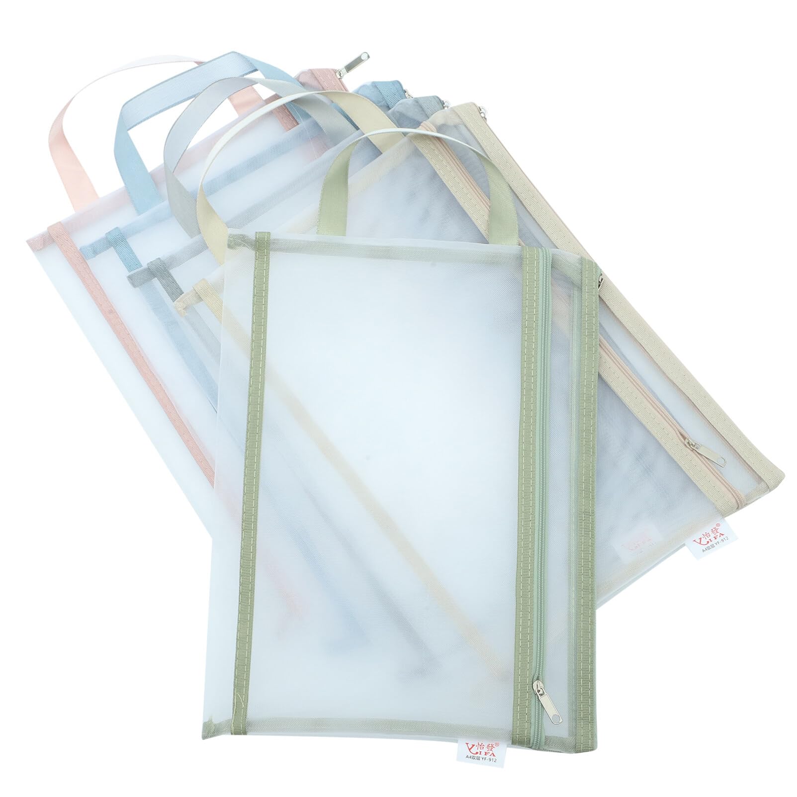 COHEALI 5Pcs Mesh Zipper Bags File Zipper Storage Pouches Pencil Pouches Mesh Pen Bags Large Mesh Zip Bags for School Office Supplies, 34.00X25.00X0.50CM, 15329615S6