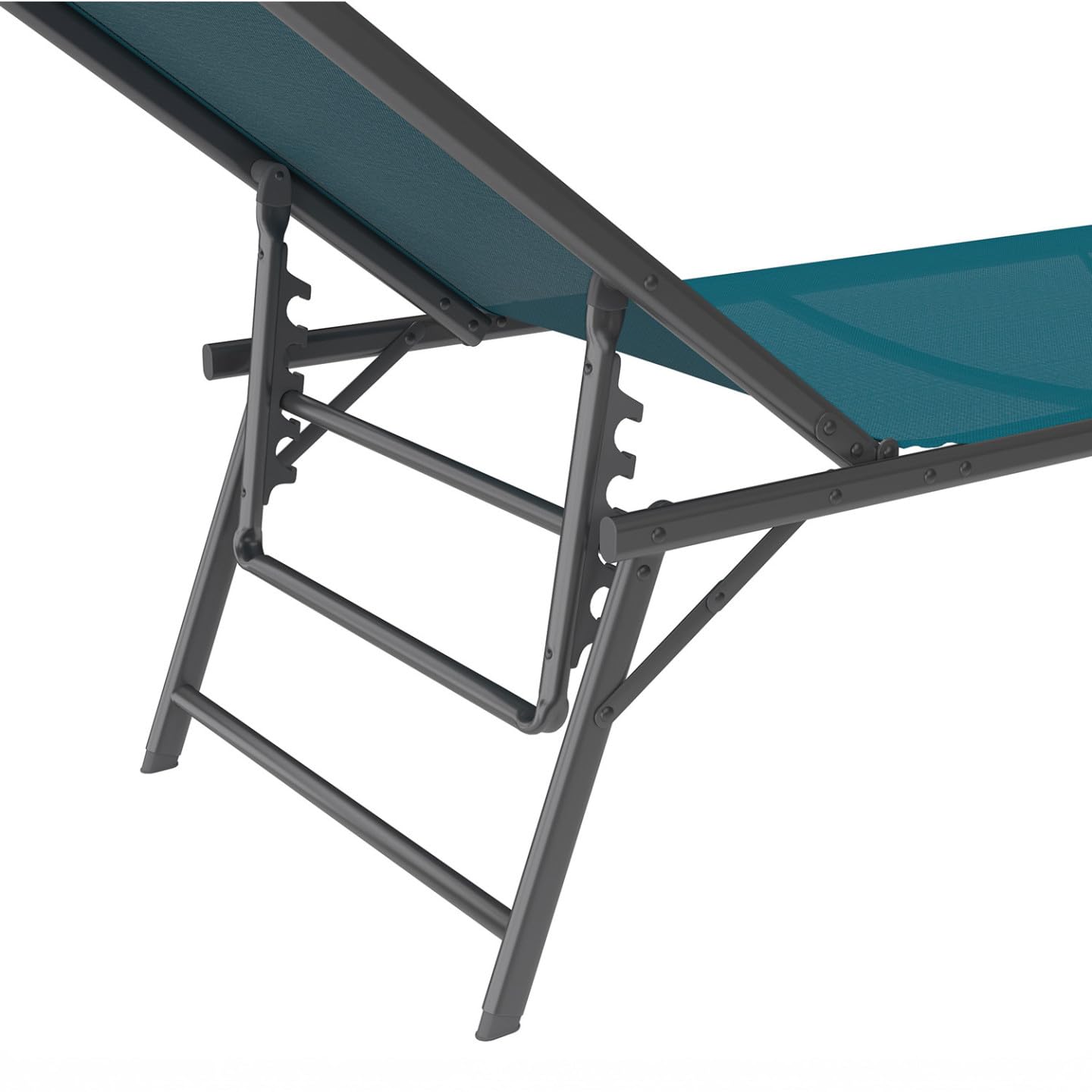 IDMarket - Lot de 2 transats de Jardin inclinables Kailua en Acier Gris Anthracite et Toile Bleu Canard