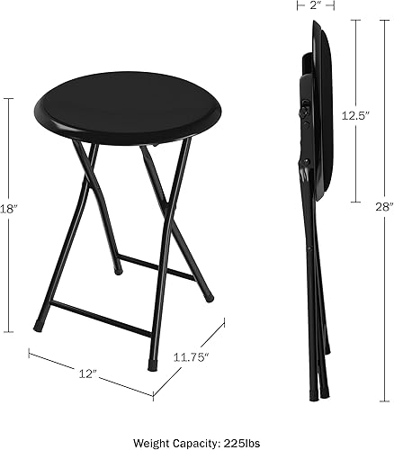 Miniatura 3 de Taburete plegable de marca registrada  Taburete redondo acolchado plegable de 18 pulgadas con capacidad de 300 libras para dormitorio sala de recreo