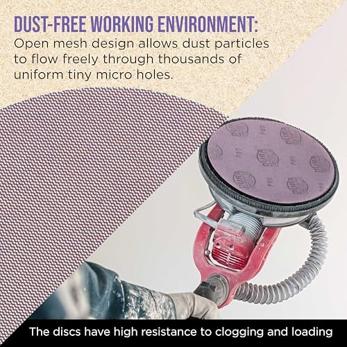 Dura-Gold Premium 80 Grit 9" Purple Ceramic Mesh Sanding Discs, Box of 10 - Dustless Hook & Loop Backing Sandpaper for Drywall Power Sander - Long-Lasting Fast Cut Abrasive, Anti-Clog Sanding Screen by Dura-Gold - Used condition - Image 5