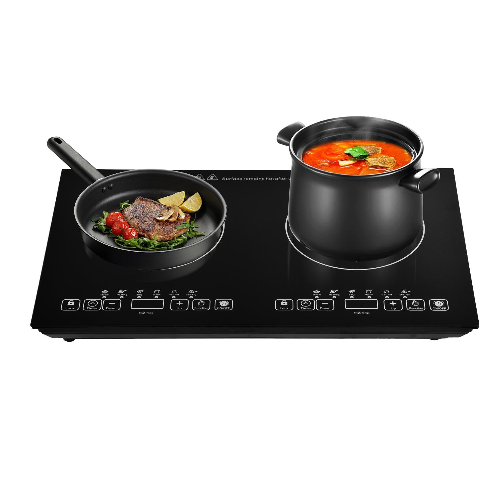 LCD Portable Double Induction Cooktop, 2000w 2 Induction Burner, Double Induction Cooktop Burner With 180 Mins Timer, Portable Induction Cooktop With Touch Sensor Control & Child Safety Lock