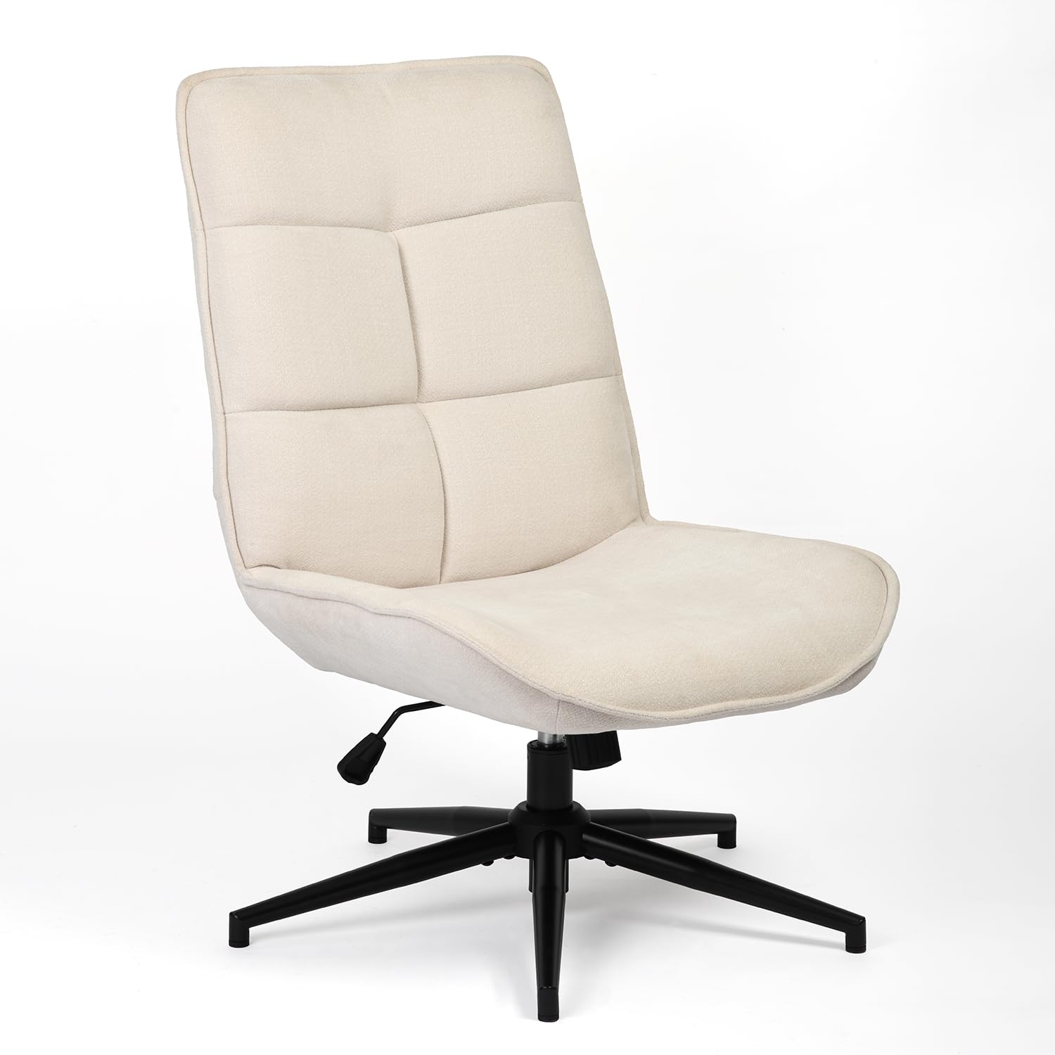 MEUBLE COSY Poltrona Imbottita Girevole Sedia da Salotto Funzione di Inclinazione Libera per Camera Poltroncina Relax con Seduta Spessa Schienale Alto in Tessuto Chenille Beige